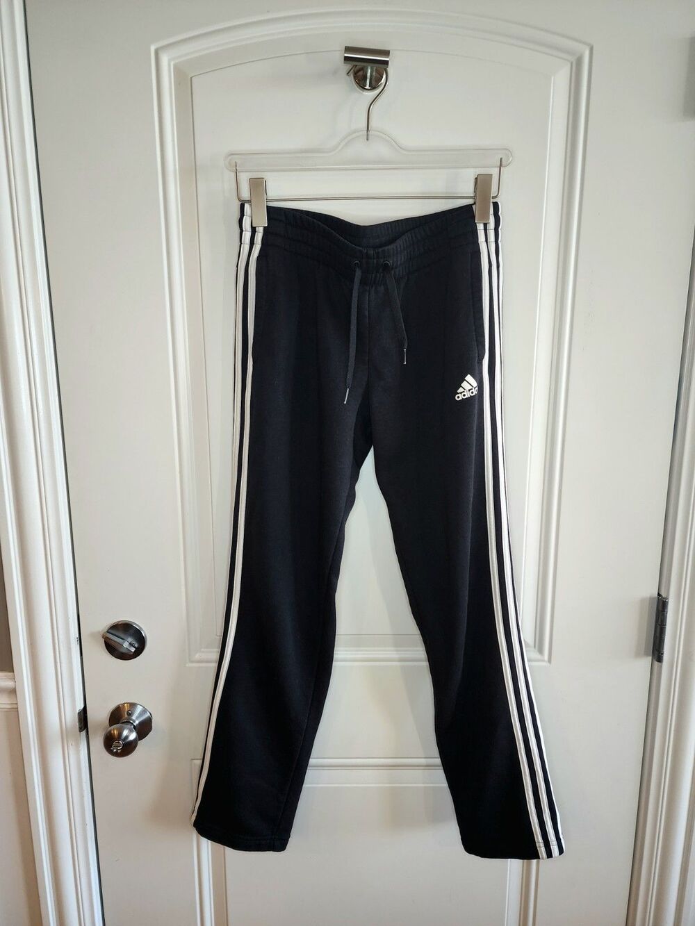 Adidas Women's Fleece Jogger Black With White Stripes Size Medium
